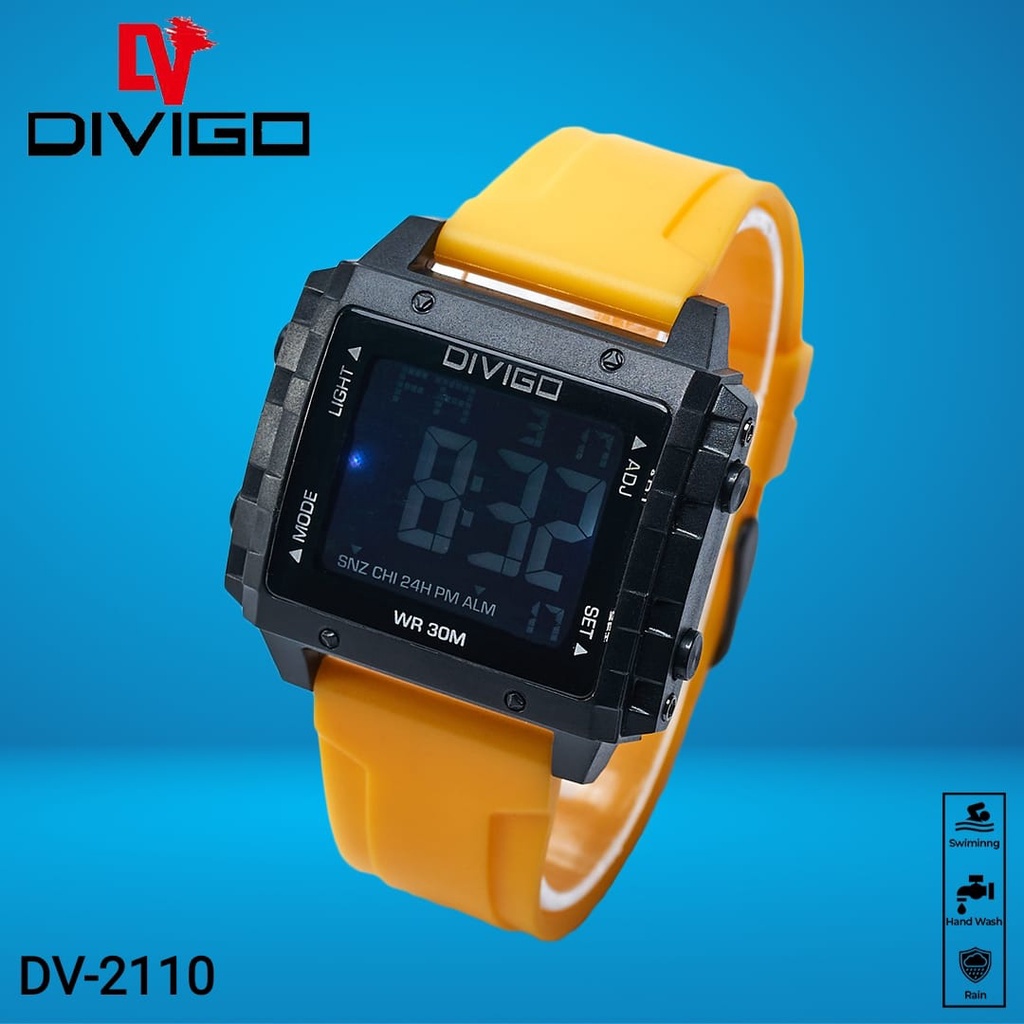 [DGS] Jam tangan digital Wanita/pria DIVIGO Digital Original DV-2110 Water Resistant 3ATM