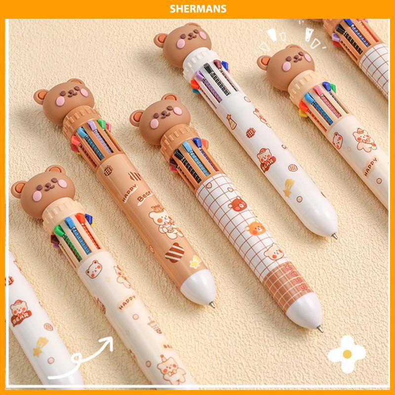 

[Ready Stock❤️]1pc Pulpen Mekanik 10 Warna Warni Rectractable Pen Color Motif Kartun Lucu Bear Grid Kotak Aesthetic Bolpoin Alat Tulis Sekolah sherman