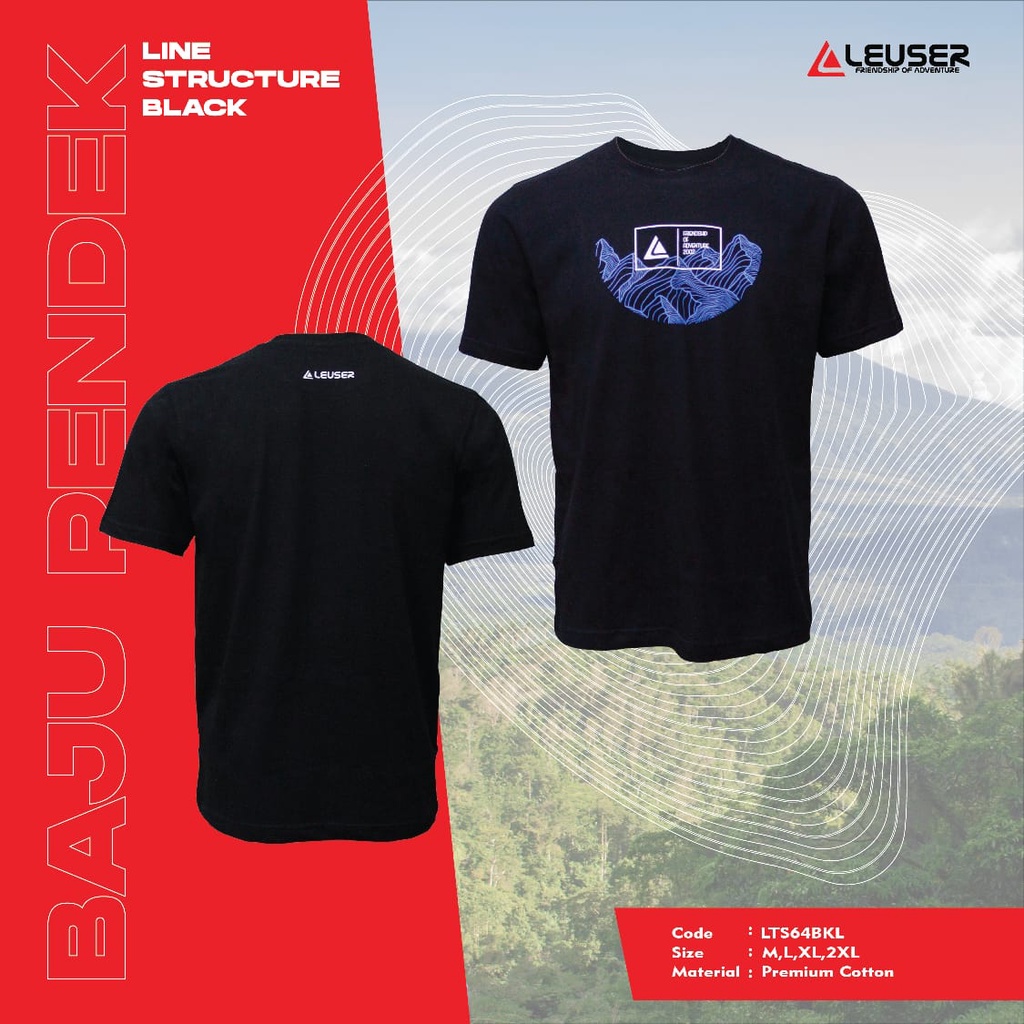 KAOS/TSHIRT/BAJU/KAOS LEUSER LINE STRUCTURE BLACK/LTS64
