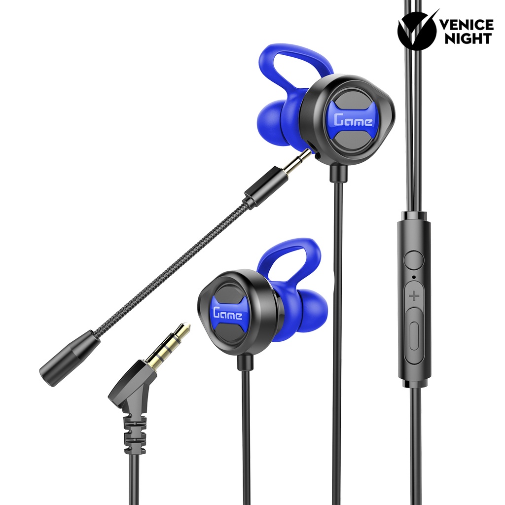 (VNEP) (Berkabel) G31 Earphone Gaming In-ear Dinamis 3,5mm Berbentuk L dengan Mikrofon untuk Ponsel/PC