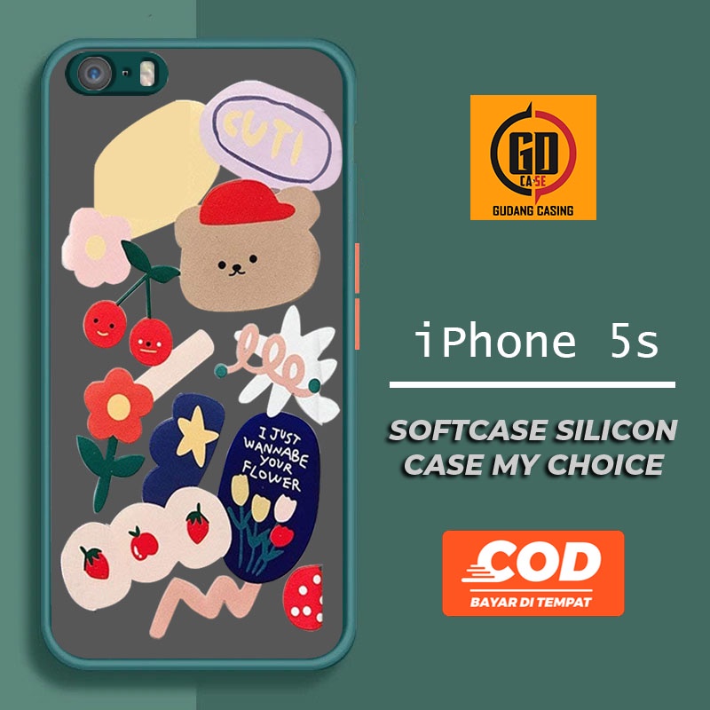 Case IPHONE 5S Case Hp IPHONE 5S  Case Mychoice Gudang Casing [FLOWER] Casing Hp Aesthetic Kesing Hp