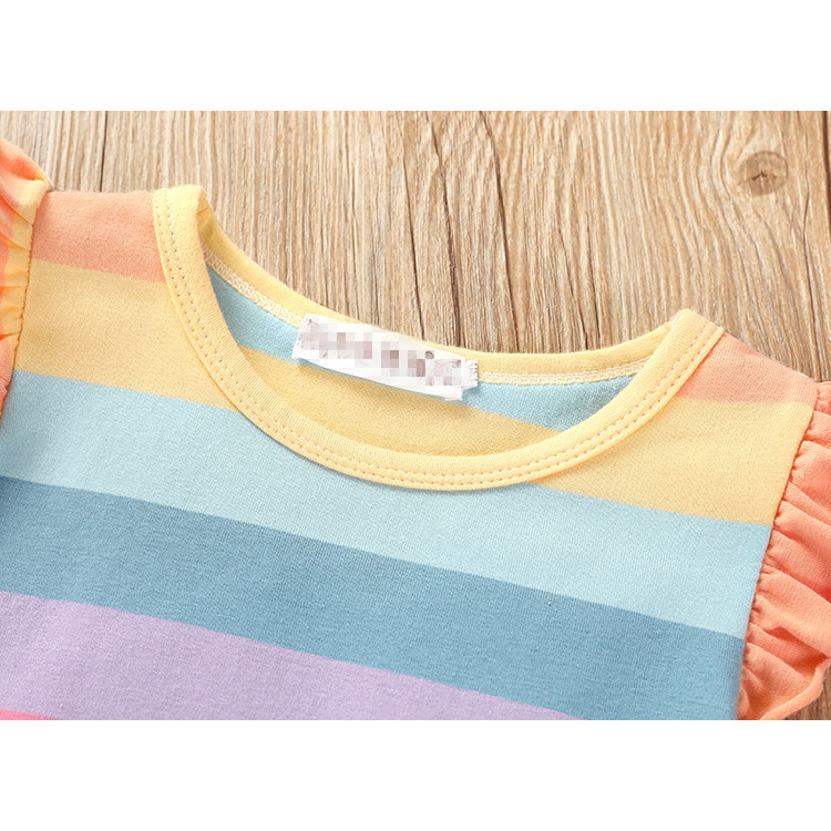 [Brandedbaby] 6M-4T DRESS CASUAL ANAK STRIPE RAINBOW IMPORT