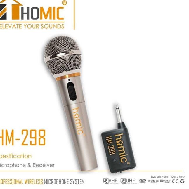 Mic/Microphone Single Wireless dan Kabel HOMIC HM-298x Besi