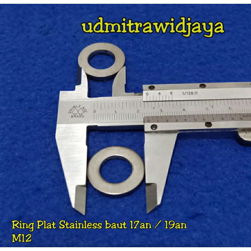 Ring plat Stainless stell M12 ring plat untuk baut 17 / 19 an washer plat SS M12 ring plat anti karat lebar dan tebal piringan baut stenlis kunci 17an kunci 19an