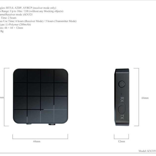 TEBE 2 in 1 Audio Bluetooth 5.0 Transmitter & Receiver 3.5mm - KN321 - KN326