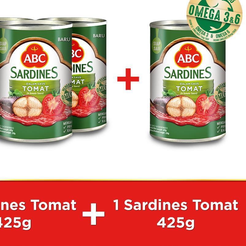 

ABC Sarden Saus Tomat 425 g - Buy 3 pcs Get 1 pcs Free