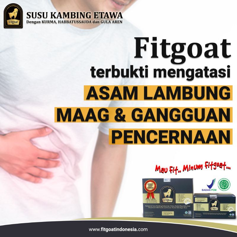 

FITGOAT - Susu Kambing Bubuk untuk atasi Asam Lambung, Maag & Gangguan Pencernaan