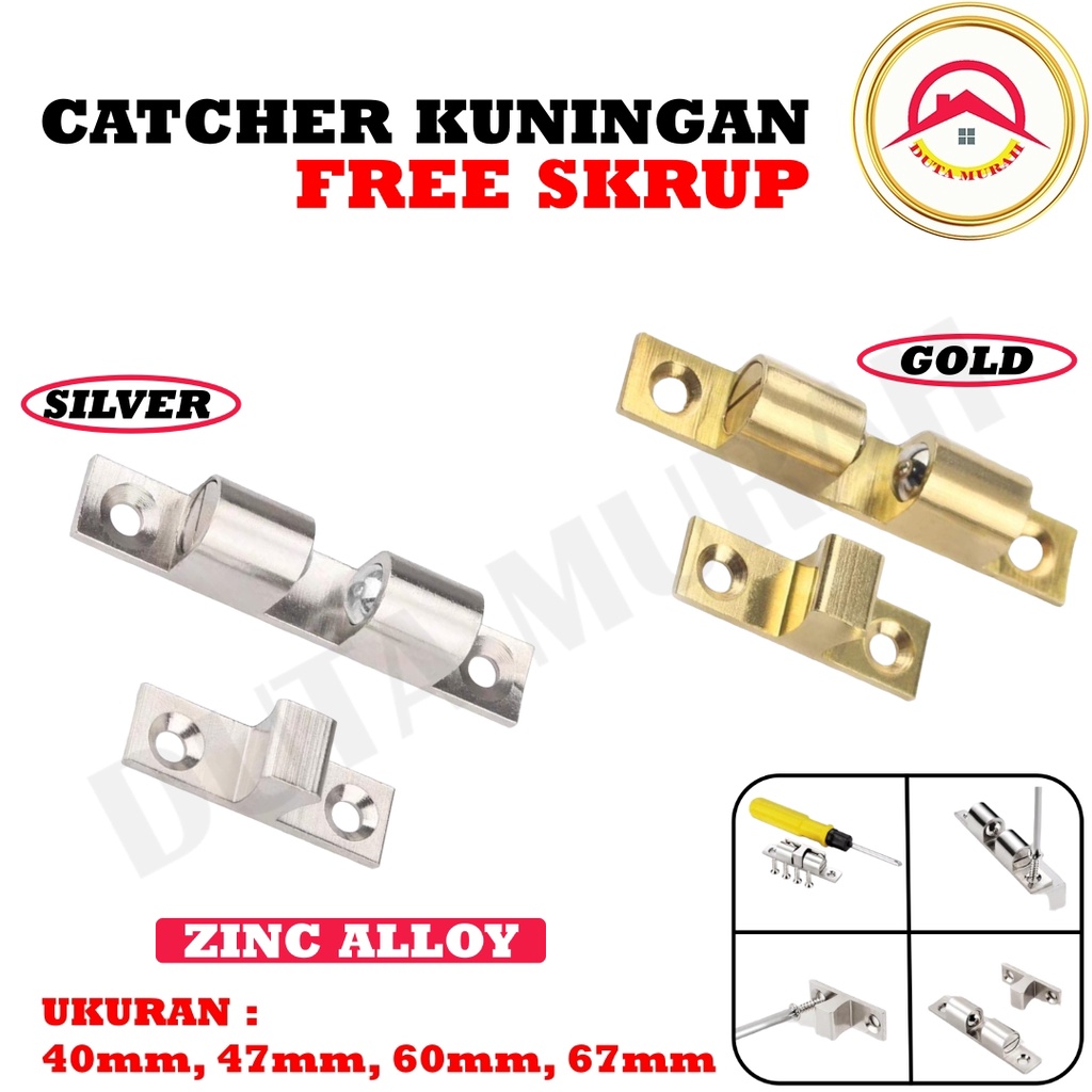 Jepit Udang / Catches Kuningan 40mm, 47mm, 60mm, 67mm Engsel Kunci Pintu Lemari Kabinet