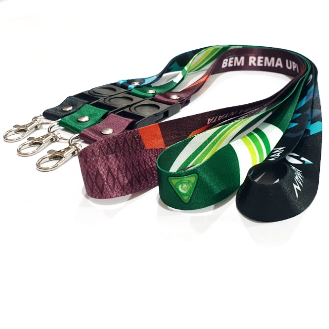 cetak tali lanyard desain custom 2cm bahan tebal lanyard print full color lanyard sublim tali name tage