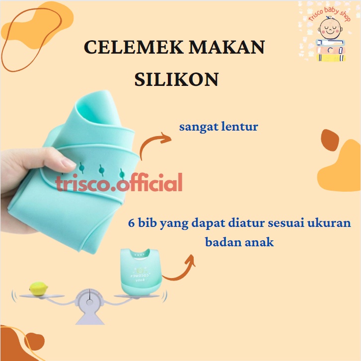 TRISCO CELEMEK MAKAN BAYI BIB SILIKON PREMIUM