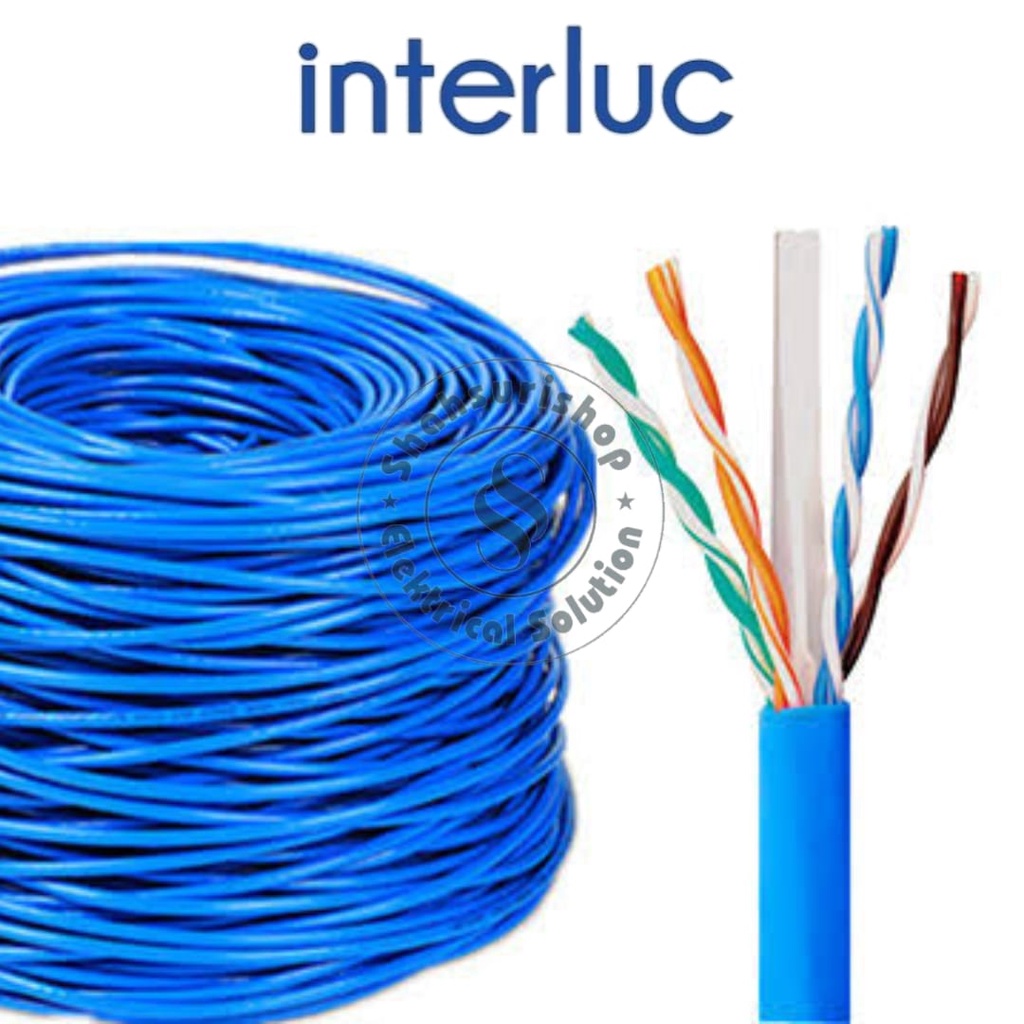 INTERLUC KABEL UTP LAN METERAN CAT6E CAT 6E BIRU MURAH