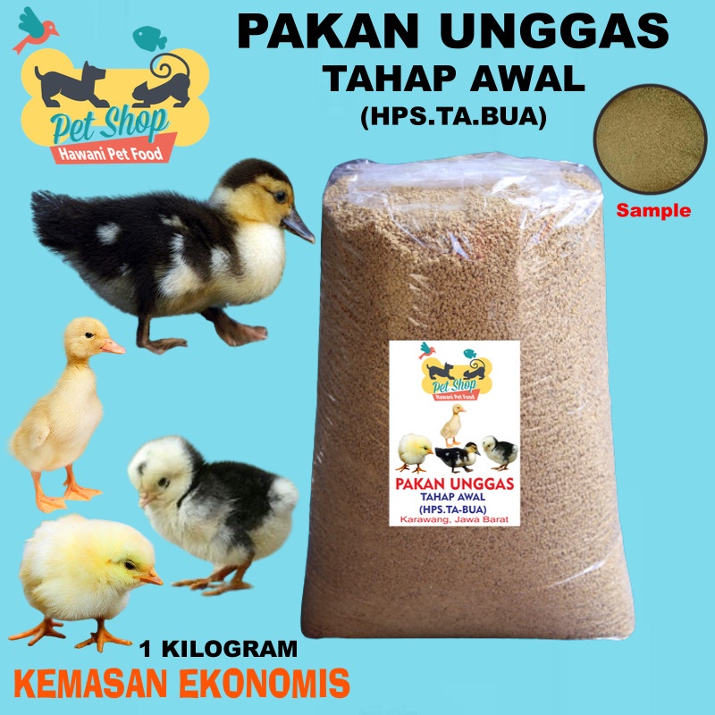 HawaniPs 1 Kg Pur Unggas Masa Awal Pertumbuhan Anak Ayam Anakan Bebek Anakan Mentok / Entog Pakan Bu