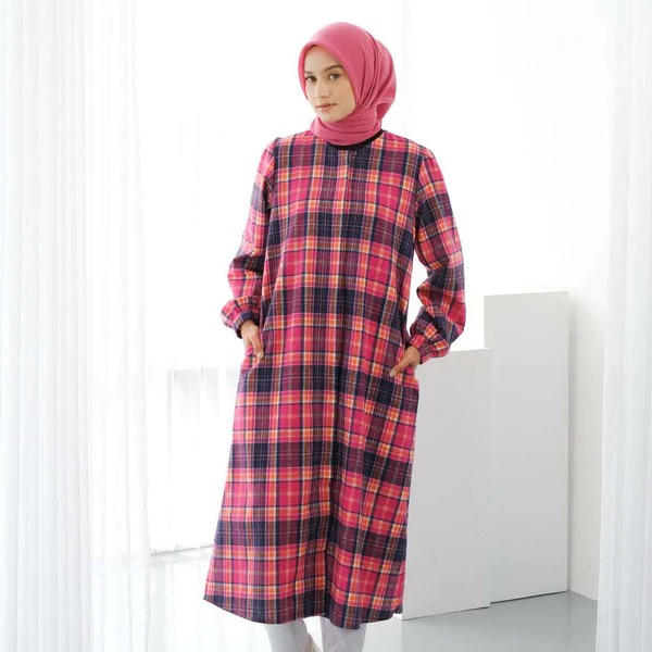 M Dress Tartan Dauky / Midi Dress Tartan Dauky