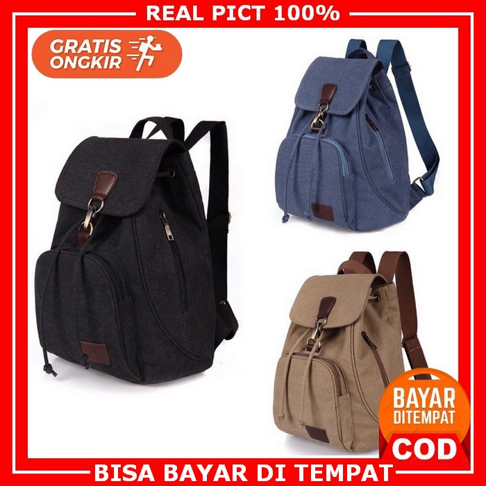 Tas Ransel Pria Import  Anti Air Distro Dewasa Jumbo Kulit Gendong Ker Tas Wanita Kanvas Ransel Lapt