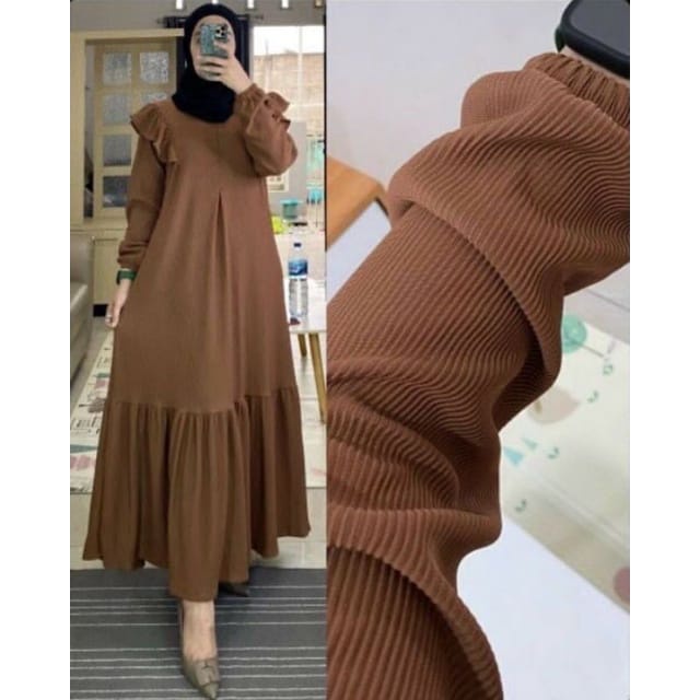 iImira Dress Panjang Gamis Jumbo Ld120 cm Kaos Rib Knit Import High Quality Baju Wanita Kekinian Midi Dress Korea