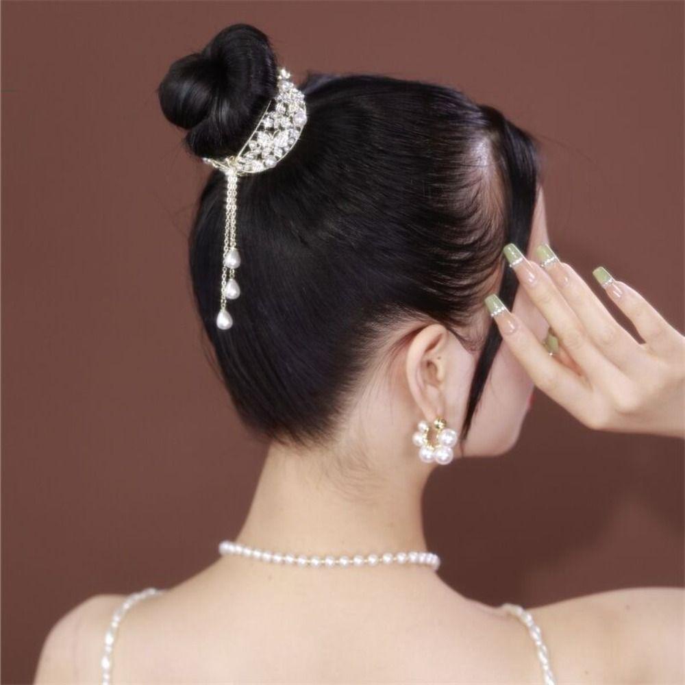 Needway Klip Rambut Kupu-Kupu Kreatif Vintage Rambut Sanggul Tetap Klip Lucu Liontin Mutiara Elegan Cakar Rambut Kecil