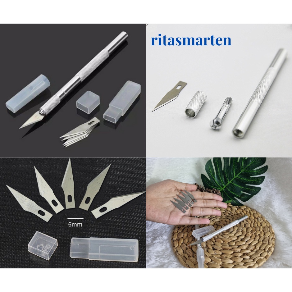 

Pen Cutter Set + Reffil 5 Pcs Art Knife Pisau Cutting Sticker Gundam Gunpla Pen Cutter Pisau Presisi pisau sayat bonsai pisau stek tanaman serbaguna