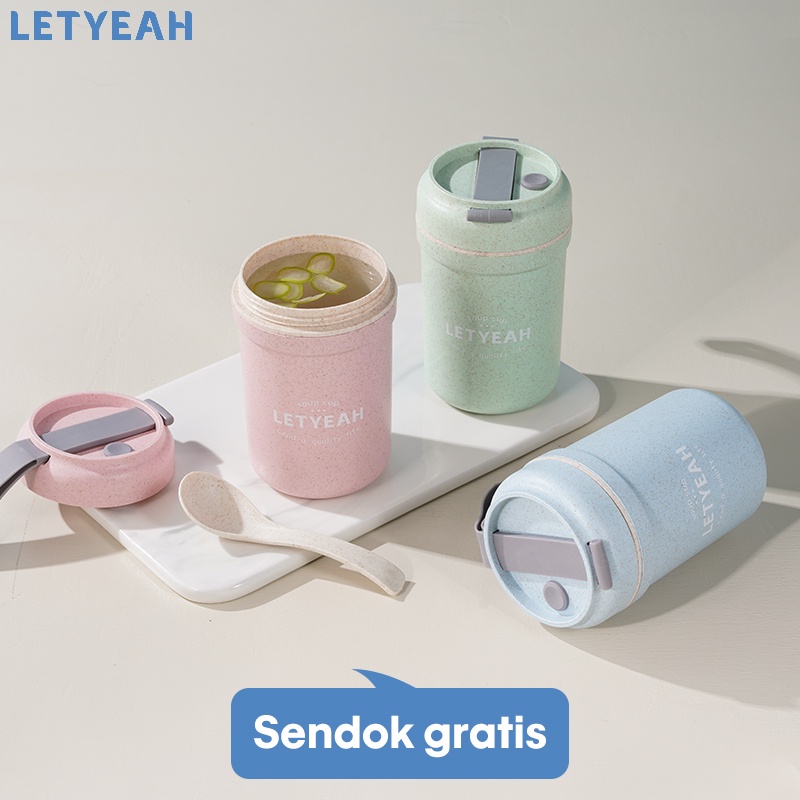 letyeah Cangkir sup jerami gandum 330ml anti tumpah