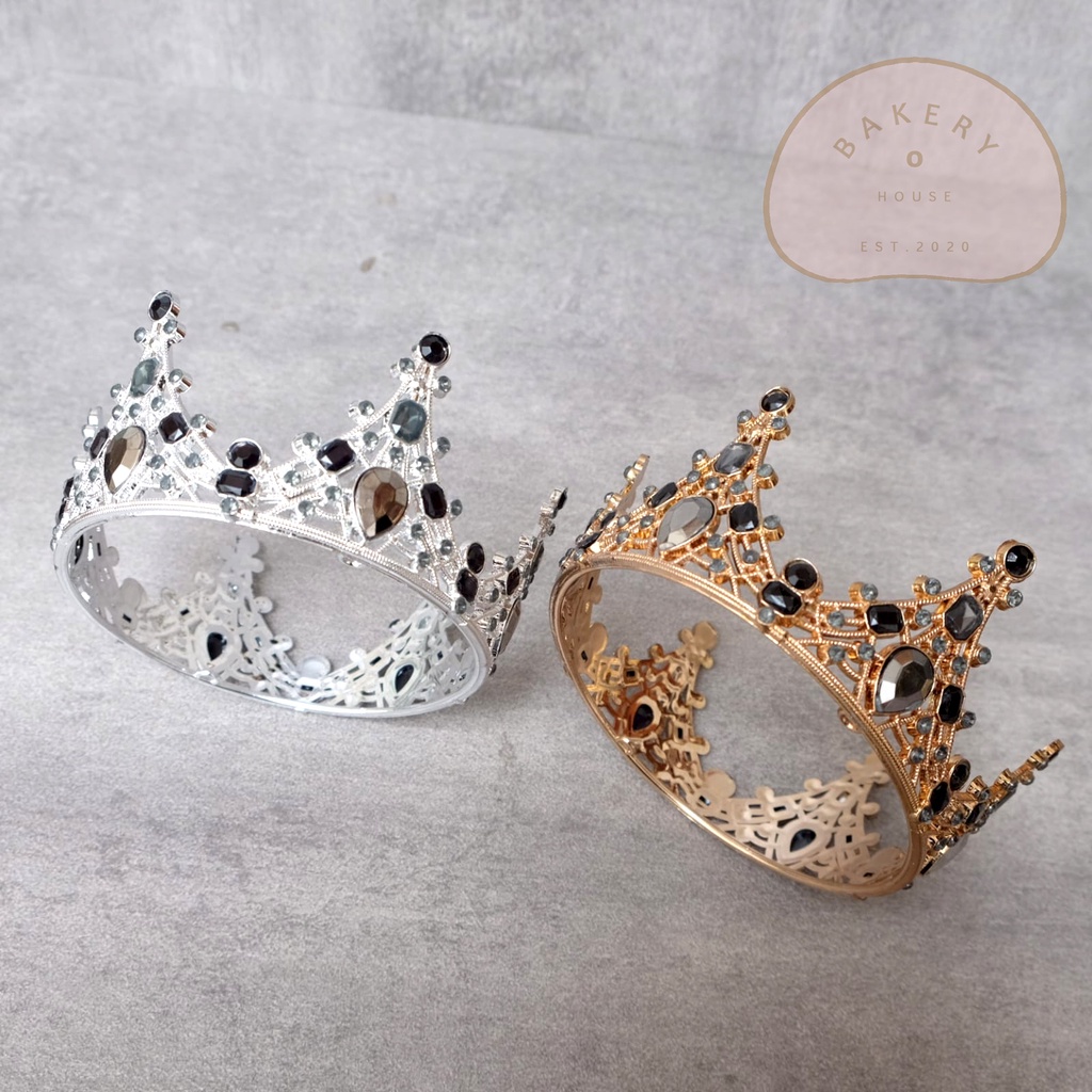 TOPPER MAHKOTA HIASAN DEKORASI KUE D.12 / CAKE TOPPER CROWN GOLD SILVER BAHAN PLASTIK