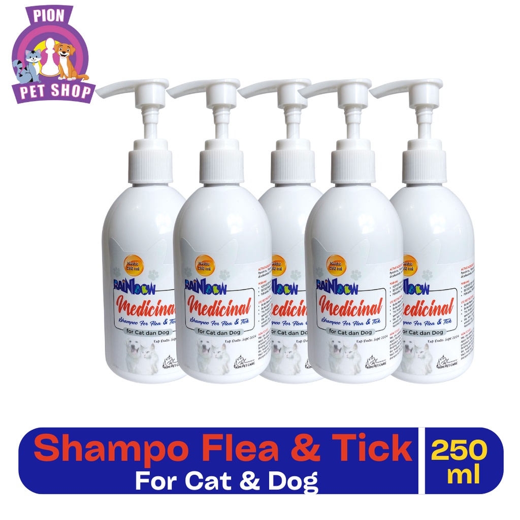 Rainbow Medicinal Shampo 250ml Anti Kutu For Cat &amp; Dog Tutup Pump