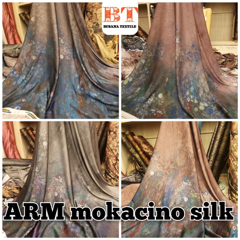 Jual Kain Arm Mokacino Silk Arnami Silk Print Silk Motif Abstrak