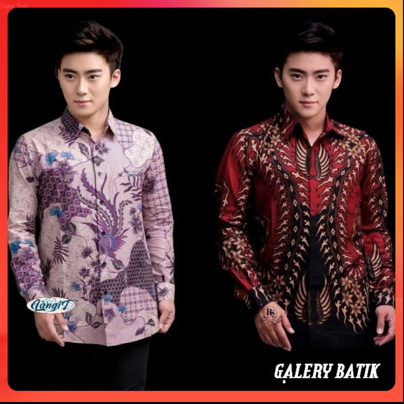 Batik Pria Lengan Panjang  HRB026 Kenongo Kemeja Batik lengan panjang Size M L XL Reguler