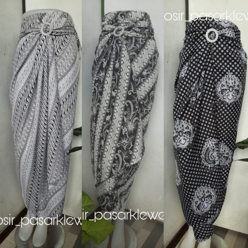 Rok lilit serut wrap skirt kain kebaya batik latar putih RANDOM