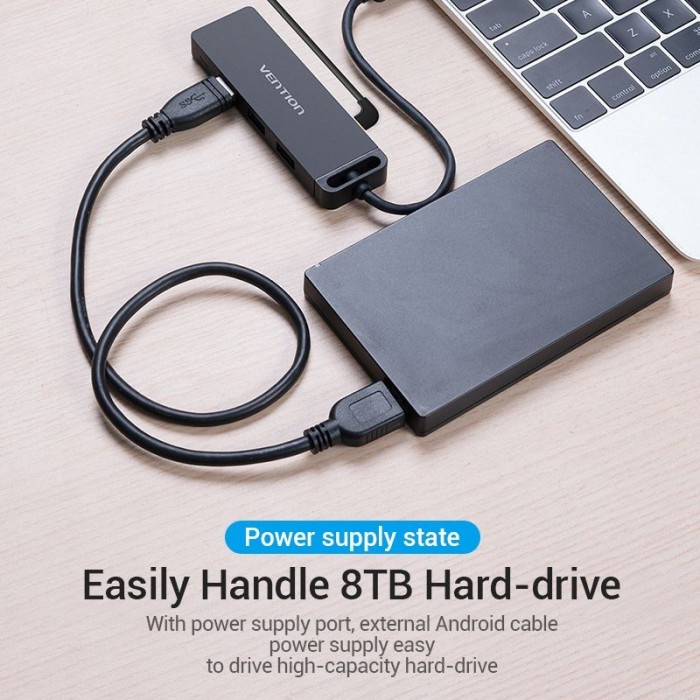 USB Hub Type C Vention with Micro Power for Android Windows Mac TGK