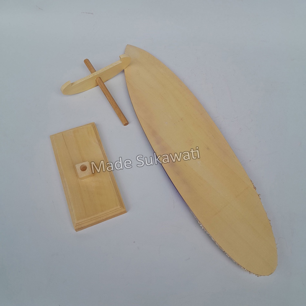 Hiasan meja Surfing Airbrus pasir 40cm pajangan papan selancar kayu bali