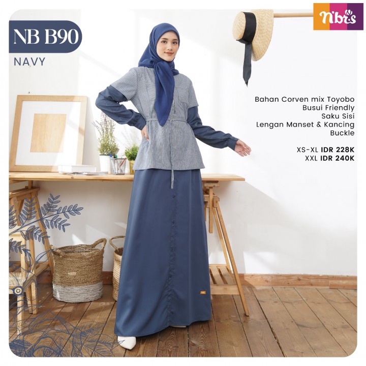 Gamis Nibras Terbaru NB B90 / Gamis Dress Maxy / Fashion Muslim Nibras