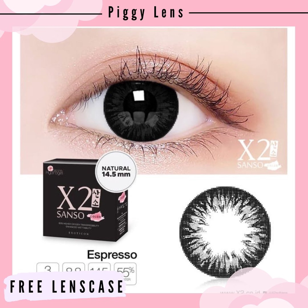 SOFTLENS X2 SANSO BLACK NORMAL &amp; MINUS 0.50 SD 10.00 + FREE LENSCASE