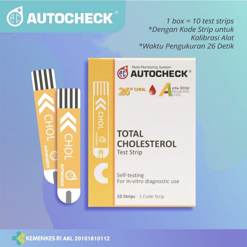 STRIP TEST KOLESTEROL AUTOCHECK TOTAL CHOLESTEROL TEST STRIP ISI 10 PCS