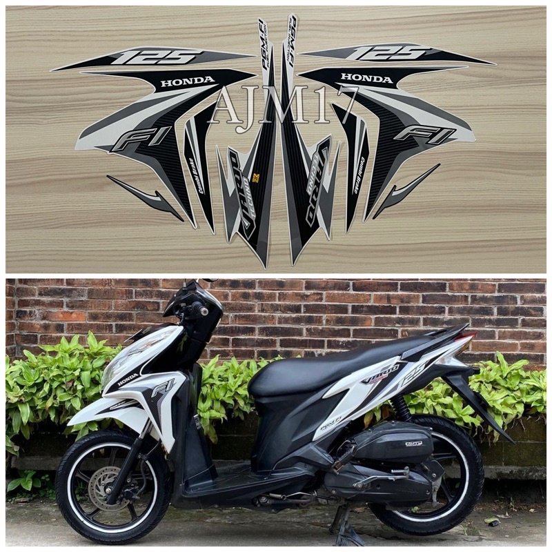 STIKER STRIPING VARIO TECHNO 125 TAHUN 2014 PUTIH SILVER