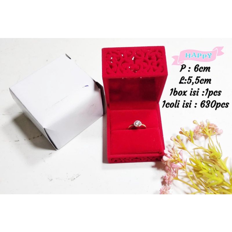 Tempat Cincin Kotak|Tempat Anting Anting|Wadah Cincin Merah