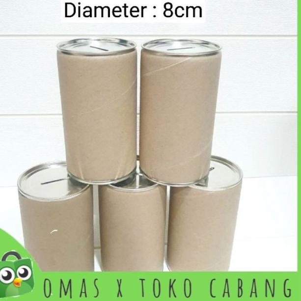 [12pcs] Celengan Kaleng Polos Tanpa Sticker Small uk. 14 x 8 cm