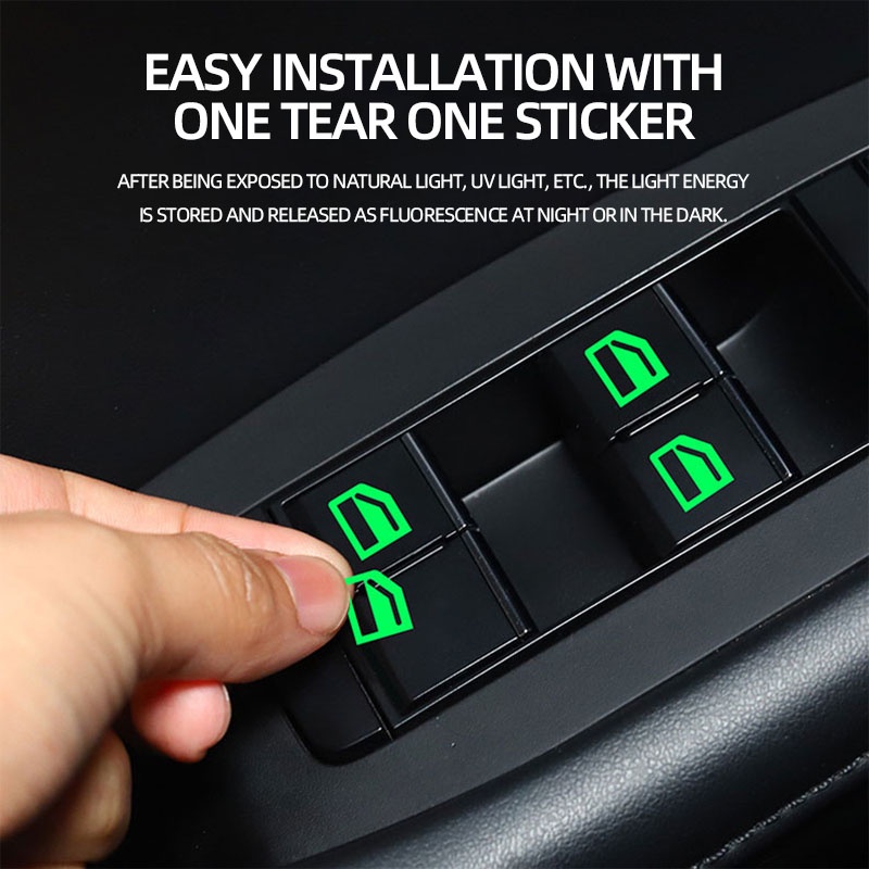 General Motors Control Switch Fluorescent Sticker Self-adhesive PET Car Door and Window Luminous Button Sticker Aksesori