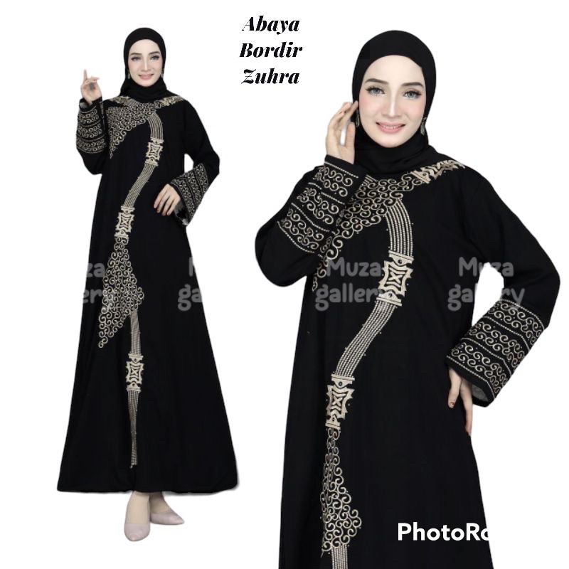 PROMO ABAYA Gamis Maxi Dress Arab Saudi Bordir Zephy Turki 1229 Umroh Dubai Turkey India Wanita Hitam WS1975MAP50