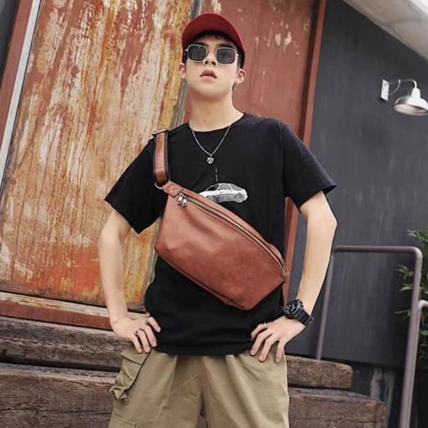 Tas Bahu Kulit Pria Tas Kulit Pria Sling Bag Kulit Pria TAZMANIA - Hitam