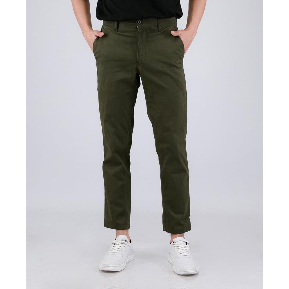 Celana Panjang Pria Chino Modern Chinos Slim Fit Livehaf Tib Long Pants Green Army