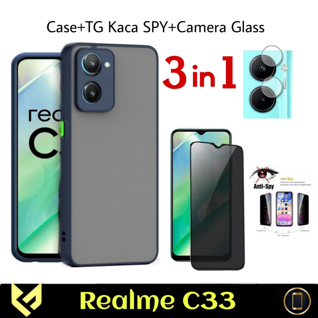 PROMO Paket 3IN1 Case AERO For REALME C33 Case AERO Dove Color Free Tempered Glass &amp; Tempered Glass Pelindung Camera Belakang Handphone