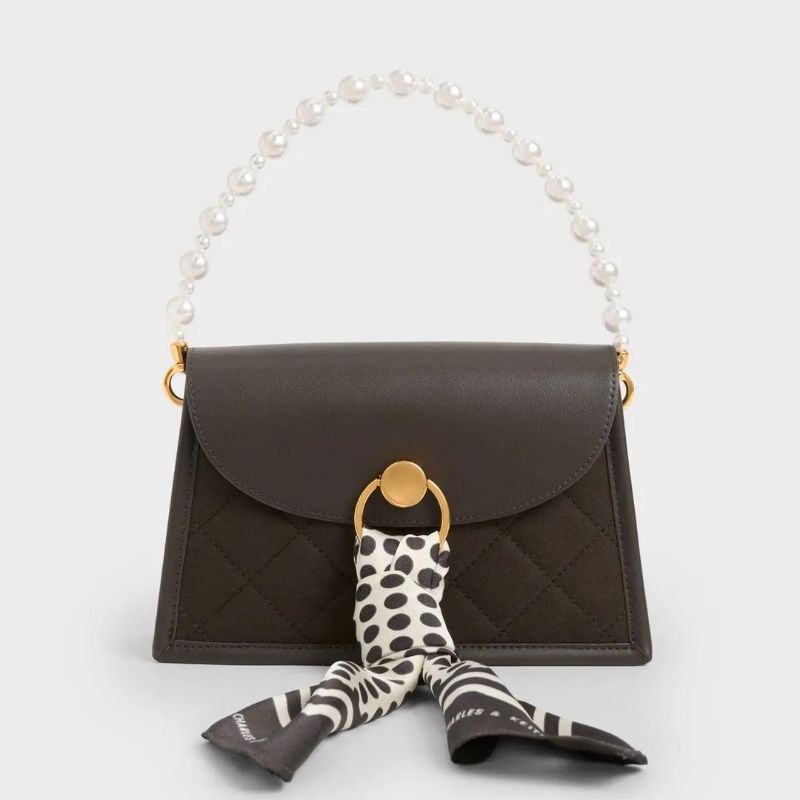 CK Roza Scarf Quilted Trapeze Bag