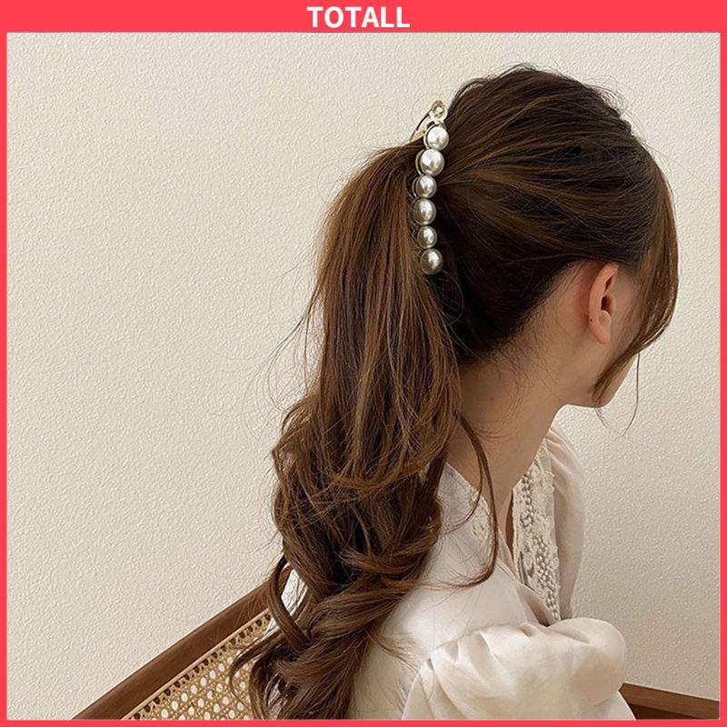 COD Jepit Rambut Pisang 10.5cm Mutiara Kristal Jepitan Ponytail  Salon Banana Ponytail Hair Claw Clips-Totall