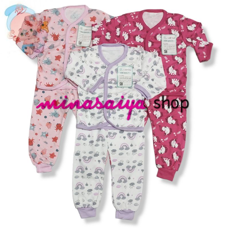 LITTLE OWL Setelan Bayi SNI Lengan Panjang / Piyama Kancing Depan Usia 0 - 18 bulan