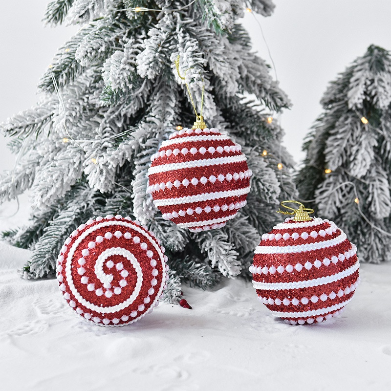 Ornamen Bola Busa Glitter Warna-Warni Ukuran 8CM Untuk Dekorasi Pohon Natal