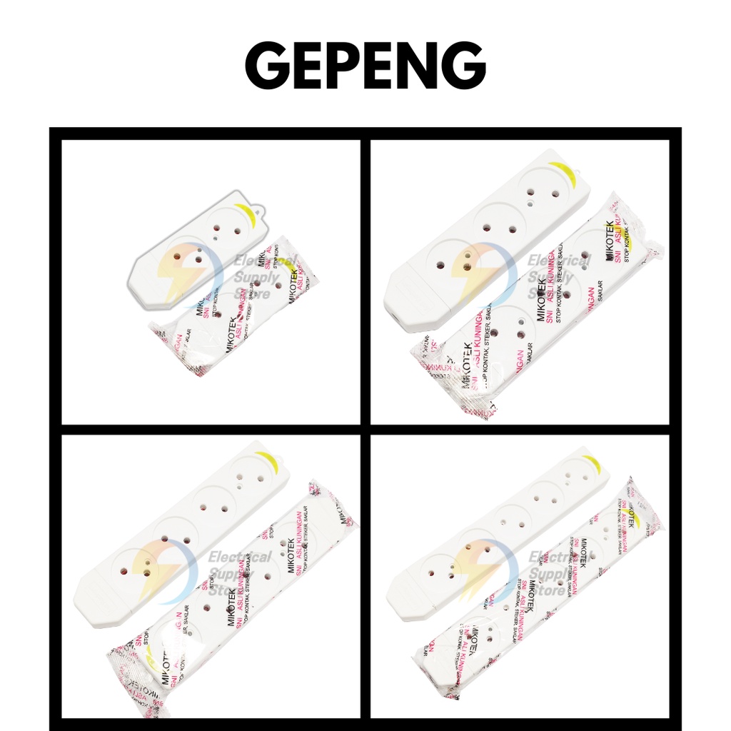 STOP KONTAK GEPENG MIKOTEK 4 LUBANG | ASLI KUNINGAN | SNI | PEMASANGAN MUDAH