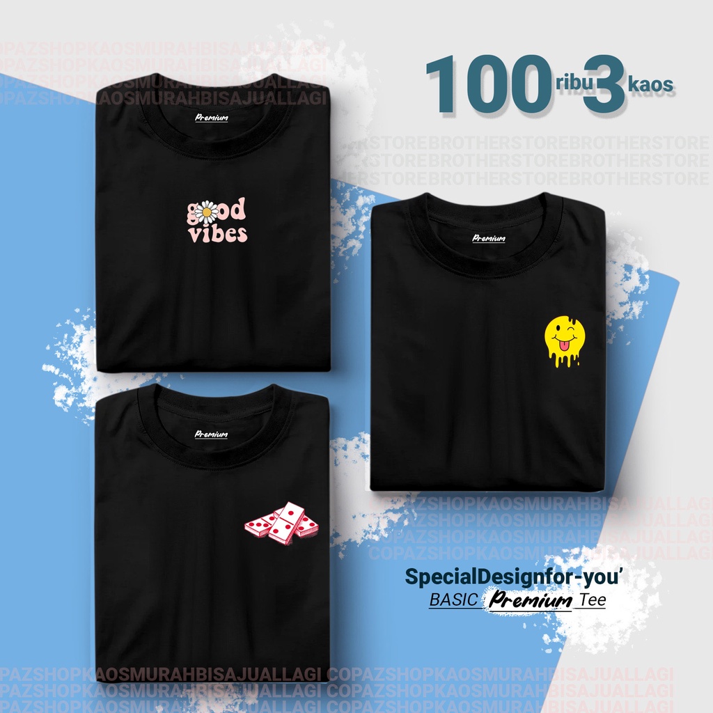 BUY 1 OR 3 PCS - Kaos Distro Pria Wanita 24s - Kaos Distro M 100 3 PCS - COPAZ SHOP - PAKET USAHA - 