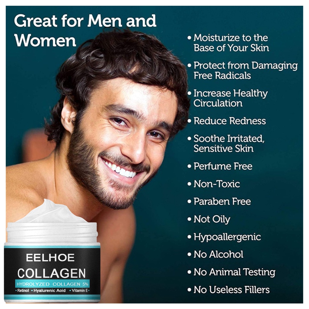 EELHOE Men's Collagen Cream 50gr Original Cream Wajah Pria  Penghilang  kantung mata dan kerutan Krim Pelembab Wajah