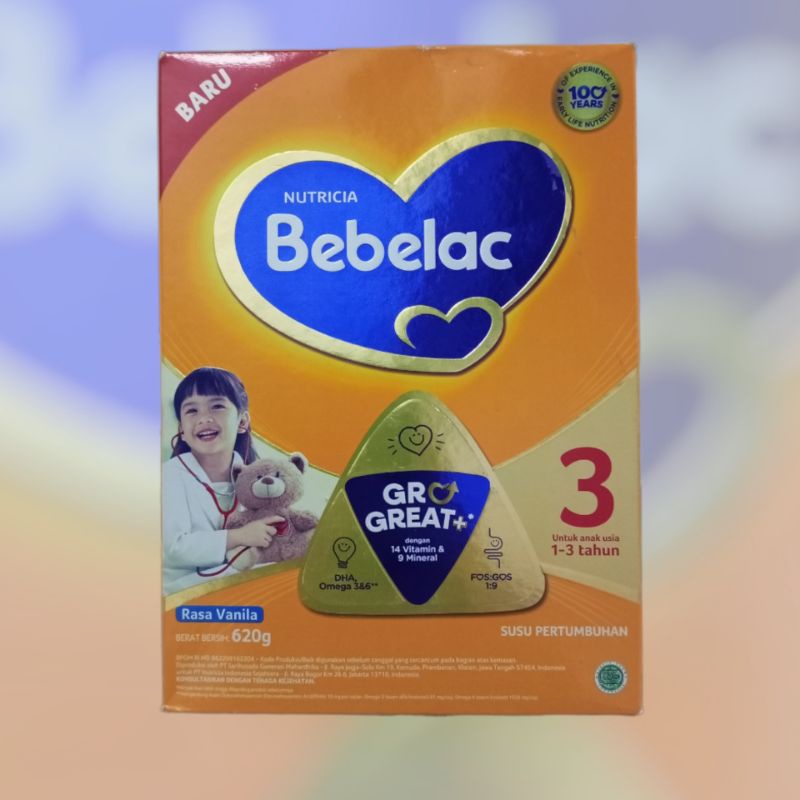 

BEBELAC 3 Susu Pertumbuhan 1-3 tahun Grogreat+ Vanila Pack 620gr