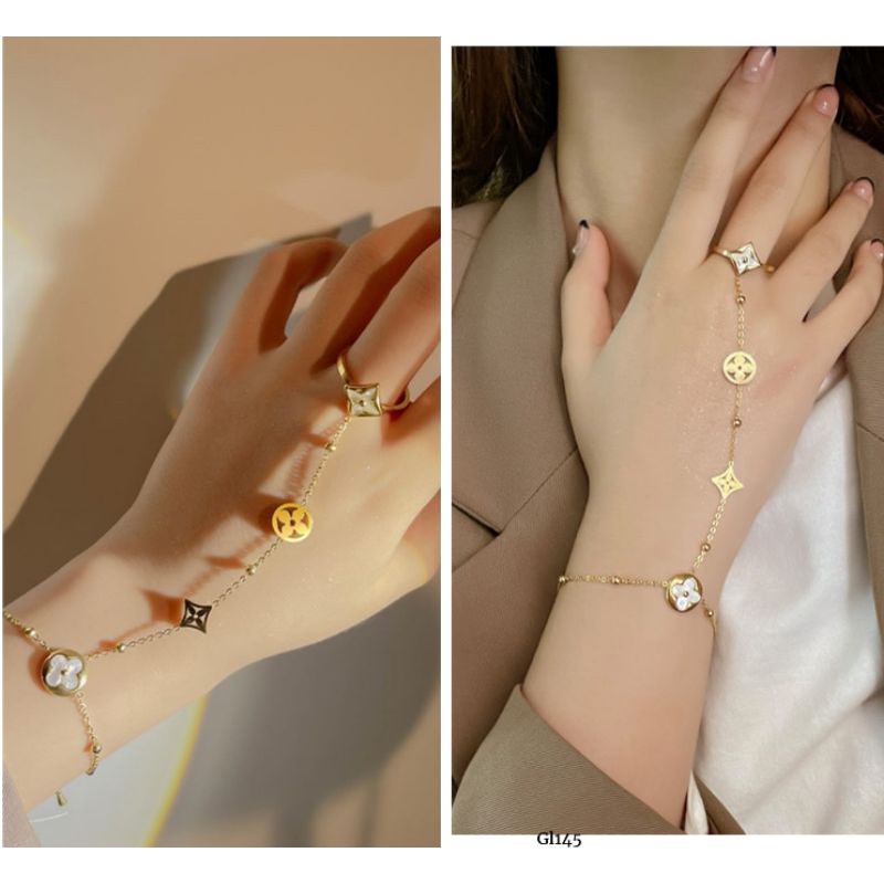 Gelang cincin Nyatu bahan  Titanium Asli Gold Motif elv  Bracelet Stainless Steel Ori Anti Karat Anti Alergi 8826