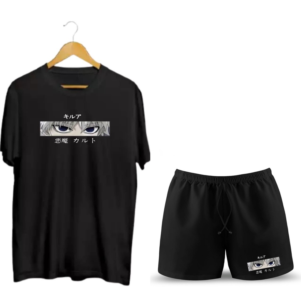 SETELAN DISTRO KAOS DAN BOXER TERBARU BAHAN TEBAL ORYGINALKAOS GOOD ATTITUD GOOD VIBES-KILLUA X KILLUA